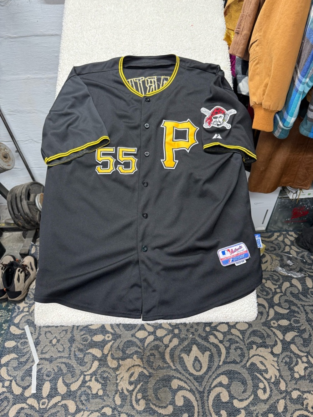 Pittsburgh Pirates #55 Martin, majestic Game Jersey Black & Gold Sz 56
